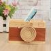 Yesbay Creative Camera Wooden Pencil Holder Home Desktop Stationary Makeup Organizer-Random