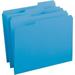 Business Source Reinforced Tab Colored File Folders 1/3 Tab Cut - Blue - Recycled - 100 / Box