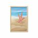 Cancun Wall Art with Frame Cartoon Style Design of a Starfish on the Beach Printed Fabric Poster for Bathroom Living Room 23 x 35 Multicolor by Ambesonne