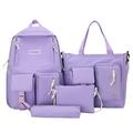 4 pcs Canvas Combo Set School Bags with Crossbody Bag Pencil Box Casual School Bag For Teenage Girls Women College Student Laptop Backpacks