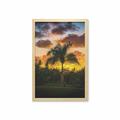 Palm Tree Wall Art with Frame Palm Tree Silhouette Scene at the Sunset Twilight Tranquility in Nature Image Printed Fabric Poster for Bathroom Living Room 23 x 35 Orange Green by Ambesonne