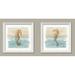 Nautical Watercolor Blue and Brown Seahorse Print Set by Lisa Audit; Coastal Decor; Two 12x12in White Framed Prints Ready to Hang!