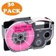 GREENCYCLE 30 Pack Compatible for Casio XR-18FPK XR18FPK Black on Fluorescent Pink Label Tape for KL-120 KL-430 KL-750 KL-780 KL-820 KL-P1000 KL-2000 KL-7000 Label Maker 18mm 3/4 x 5.5m 18 Feet