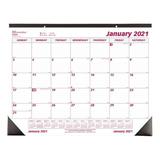 BrownlineÂ® Classic Monthly Desk Pad Calendar 17 x 22 Burgundy/Gray January to December 2021 C1731