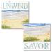 Lovely Watercolor-Style Savor and Unwind Beach Shore Set by Tara Reed; Coastal DÃ©cor; Two 12x12in Unframed Paper Posters