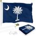 G128 Combo Pack: 6 Feet Tangle Free Spinning Flagpole (White) South Carolina SC State Flag 3x5 ft Printed 150D Brass Grommets (Flag Included) Aluminum Flag Pole