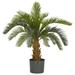 Nearly Natural 69 in. White Planter with Stand Kentia Artificial Palm Tree