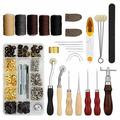 28PCS Craft Leather Tools Set DIY Leather Hand Working Tool Kit for Sewing Stiching Carving Printing Cutting Professional Leathercraft Accessories