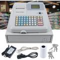 Electronic Cash Register with with Drawer and 48 Keys POS Flat Keyboard and Thermal Printer 8 Digital Commercial Cash Register Supermarket LED Display for Retail Service