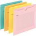 Smead-1PK Smead Straight Tab Cut Letter Recycled File Jacket - 8 1/2 X 11 - Aqua Goldenrod Pink Yellow -