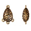 Woven Texture Antique-Gold Finished Connector Charms 3 Bottom Loops 16x19mm pack of 4pcs (3-Pack Value Bundle) SAVE $2