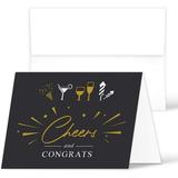 2024 Cheers and Congratulations Card â€“ Blank Celebratory Greeting Fold Over Cards & Envelopes â€“ For Birthdays Holidays Business | 25 per Pack | A2 â€“ 4.25 x 5.5â€� When Folded (Black)