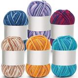 6 Pieces 50 g Crochet Yarn Multi-Colored Acrylic Knitting Yarn Hand Knitting Yarn Weaving Yarn Crochet Thread (Purple Pink Blue Red Lake Blue Yellow Orange Sea Blue Khaki 5-Ply)(K)