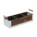 Brown Wood and Metal 3 Slot Organizer with Side Handles