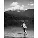 Rear view of a woman fishing in a lake Baker Lake Mount Baker-Snoqualmie National Forest Washington USA Poster Print (24 x 36)