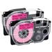 GREENCYCLE 2 Pack Compatible for Casio XR-12FPK XR12FPK Black on Fluorescent Pink Label Tape for KL-120 KL-60 KL-100 KL750 KL780 KL2000 KL7000 KL7200 KLP1000 Label Maker 12mm 1/2 Inch x 5.5m 18 Feet