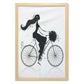 Black and White Wall Art with Frame Young Woman Silhouette with a Bouquet of Spring Flowers Cycling Bridal Printed Fabric Poster for Bathroom Living Room 23 x 35 Black and White by Ambesonne