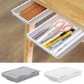 Under Desk Storage Desk Organizer Drawer Drawer Organizer Hidden Under Table Drawer Organizer Set for Office Home School Self-Stick Expandable Drawer Tray 1 Pack Grey