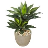 Nearly Natural 34 Double Agave Succulent Artificial Plant in Planter Green