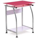 Pemberly Row Tempered Glass Top Laptop Desk in Pink