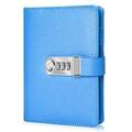 ARRLSDB Password Diary with Lock PU Leather Combination Lock Diary (Combination Lock Journal) A6 Refillable Leather Journal Size:18.5X13.5 cm (Blue)