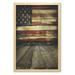 United States Wall Art with Frame Vintage Art American Flag on Wooden Planks Wall Background Grunge Print Printed Fabric Poster for Bathroom Living Room 23 x 35 Cream and Red by Ambesonne