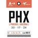 Phoenix Arizona PHX Luggage Tag (24x36 Giclee Gallery Art Print Vivid Textured Wall Decor)
