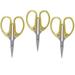 Embroidery Scissors - 4 1/2 Fine Cut Sharp Point Titanium Scissors w/Sheath - Small Craft Snip Scissors - Gold - 3 Pairs