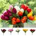 Travelwant Artificial Tulips Flowers Fake Faux PU Tulip Bouquet Real Touch Flower Arrangement for Home Room Office Party Wedding Decoration Excellent Gift Idea for Mothers Day