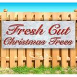 Fresh Cut Christmas Trees Red & Chrome 13 oz Vinyl Banner With Metal Grommets
