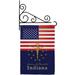 US Indiana Garden Flag - Set Wall Holder Regional States United State American Country Particular Area - House Decoration Banner Small Yard Gift Double-Sided Made In USA 13 X 18.5