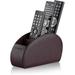 Remote Control Holder with 5 Compartments (Brown) - PU Leather TV Remote Organizer - Remote Caddy Desktop Organizer for TV Remote DVD Controllers - Media Accessory Storage & Organizer by SONOROUS