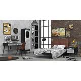 Linda Kids Furniture Retro Twin Extra Long Platform 6 Pieces Bedroom Set Upholstered in Black/Brown/White | 78.74 H x 53.15 W x 20.47 D in | Wayfair