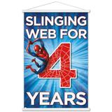 Marvel Spider-Man - Happy 4th Birthday Wall Poster with Wooden Magnetic Frame 22.375 x 34