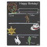 Cohas Old West Theme Birthday Milestone Chalkboard 12 by 16 inches No Marker