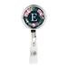 Koyal Wholesale Retractable Badge Reel Holder With Clip Blush Pink Peonies Flowers Monogram E