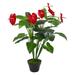 Northlight 41 Red and Black Potted Tropical Artificial Anthurium Plant In a Black Pot