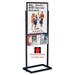 Black Finish Metal Double-sided Poster Frame And Literature Rack Adjustable Brochure Pockets Non-glare Lens Top-loading 25 x 63 x 15-Inch (MFPH152B)