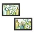Gango Home Decor Cottage Mixed Greens XLIX & Mixed Greens L by Lisa Audit (Ready to Hang); Two 18x12in Black Framed Prints