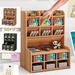 ZTOO Wooden Desk Organizer Pen Holder Box Bamboo Desk Organiser Part Stationery Storage Organiser Office Tidy