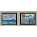 Beautiful Inspirational You Can t Stop The Waves But You Can Learn To Surf and You Were Born To Fly ; Two 14x11in Black Framed Prints Ready to hang!