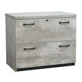 Urban Two Drawer Lateral Storage File Cabinet 36 W Weathered Walnut Laminate/Black Accents