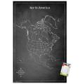 Chalk Map - North America Wall Poster 14.725 x 22.375