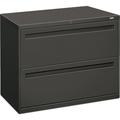 HON Brigade 700 Series 2-Drawer Lateral 36 x 18 x 28 - 2 x Drawers for File - A4 Legal Letter - Lateral - Interlocking Ball-Bearing Suspension Leveling Glide Label Holder - Charcoal - Steel