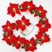 Christmas Poinsettia Garland 6.6 FT 10 LED Velvet Artificial Flower Xmas String Lights with Red Berries and Holly Leaves Christmas Decor Indoor Outdoor Mantle Holiday Decor