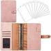 A6 PU Leather Budget Binder Cover with 12PCS A6 Binder Pockets Loose Leaf Bags 6 Ring Budget Binder Cash Envelopes System