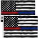 Anley 3 x 5 Polyester Thin Blue Line and Red Line American Flag - Honoring Law Enforcement Officers Flags (2 Pack)