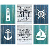 Andaz Press Nautical Theme Nursery Hanging Wall Art Blue Aqua Rustic Wood Let Your Dreams Set Sail