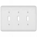 3 Toggle wall plate. Capri white finish paintable. Made from stamped Each