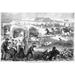 Emigrants 1869. /N Pilgrims On The Plains. Emigrants To The West Circle The Wagons For Evening Camp At The Edge Of A River. Wood Engraving American 1869. Poster Print by Granger Collection